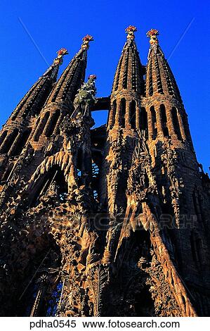 Stock Photography - lowangle, day, sanctuary, Catholic Church, church, Barcelona, architecture. Fotosearch