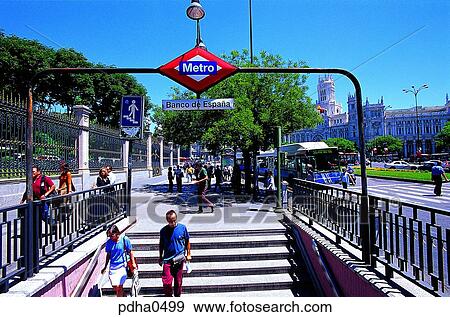 Stock Photo - stairs, communication, transportation, day, public transport, public traffic, Madrid. Fotosearch