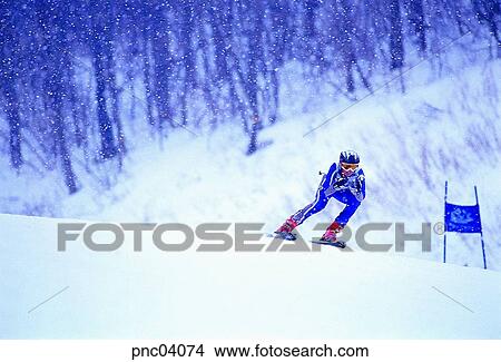 Picture - day, snow, adventure, person, persons, skiing, ski. Fotosearch