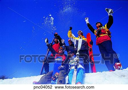Stock Image - winter, sports, sport, man and woman, men and women, day, snow. Fotosearch