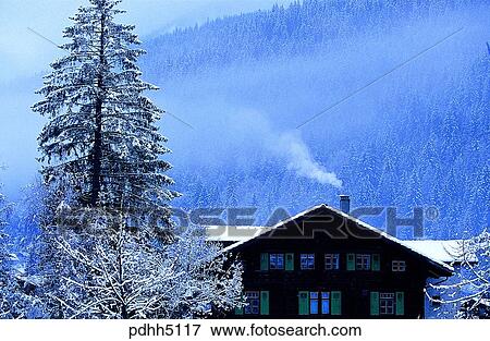 winter, wintermountain villa, day, detached house, independent house, villa, cottage View Large Photo Image Stock Photo - winter, wintermountain villa, day, detached house, independent house, villa, cottage. Fotosearch