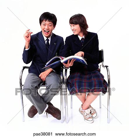 Stock Image - student, students, school boy, boy student, school girl, girl student, book. Fotosearch