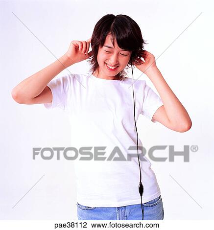 student, students, school girl, girl student, earphone, listening, music View Large Photo Image Stock Image - student, students, school girl, girl student, earphone, listening, music. Fotosearch