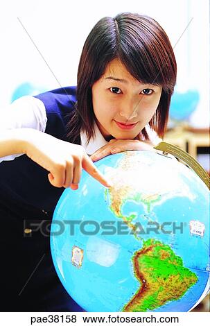 student, students, school girl, girl student, globe, globe ball, ball View Large Photo Image Stock Photo - student, students, school girl, girl student, globe, globe ball, ball. Fotosearch