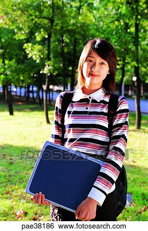 student, students, school girl, girl student, notebook, bag, young View Large Photo Image Stock Photograph - student, students, school girl, girl student, notebook, bag, young. Fotosearch