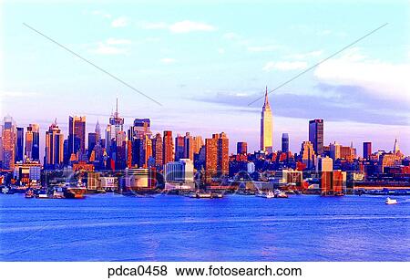 Stock Photo - modeling, New York, buildings, building, Manhattan, structure, America. Fotosearch
