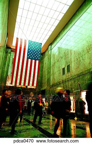 Stock Image - Old Glory, New York, Empire State, buildings, Empire Statebuilding, Stars and Stripes, America. Fotosearch