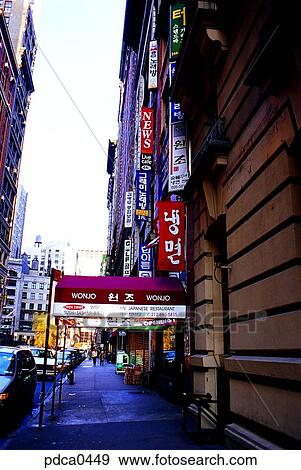 outdoor, New York, person, sign, Korea Town, exterior, America View Large Photo Image Stock Photo - outdoor, New York, person, sign, Korea Town, exterior, America. Fotosearch