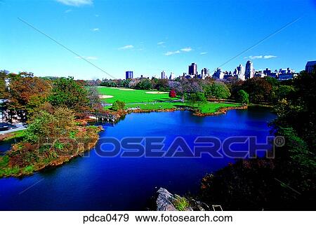Stock Photo - park, New York, lakes, lake, Central Park, outdoor, America. Fotosearch