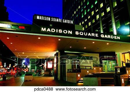 Stock Photo - person, New York, night, night, Madison Square Garden, person, America. Fotosearch