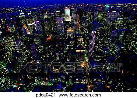 structure, Manhattan, modeling, night, night view, building, America View Large Photo Image Stock Image - structure, Manhattan, modeling, night, night view, building, America. Fotosearch