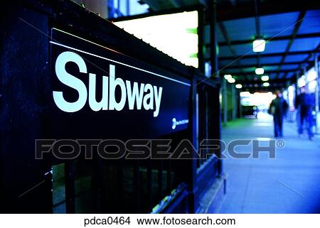 Picture - subway, person, New York, America. Fotosearch