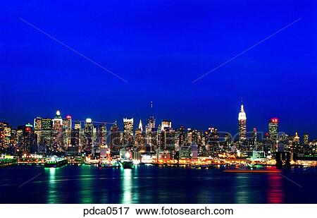 townnight view, New York, cities, city, night view, reflection, America View Large Photo Image Stock Photo - townnight view, New York, cities, city, night view, reflection, America. Fotosearch