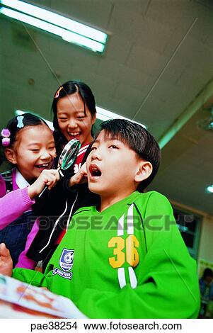 Picture - child, children, youngster, young, conversation, tell, talk. Fotosearch