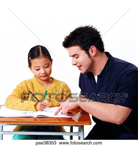 Stock Image - child, children, young, conversation, speaker, lecturer, school. Fotosearch