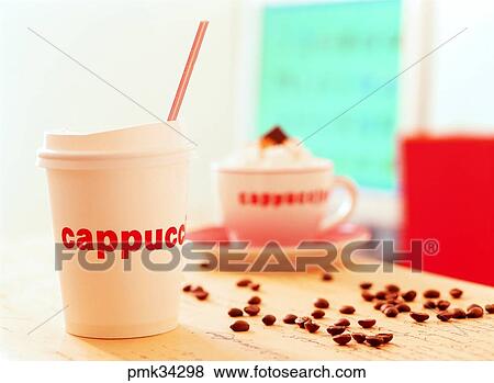 cappucino, coffee, papercup, papercups, takeout, takeout coffee, beans View Large Photo Image Stock Photo - cappucino, coffee, papercup, papercups, takeout, takeout coffee, beans. Fotosearch