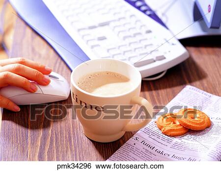 milk, cokkie, newspaper, mouse, keyboard, business, people View Large Photo Image Stock Photograph - milk, cokkie, newspaper, mouse, keyboard, business, people. Fotosearch