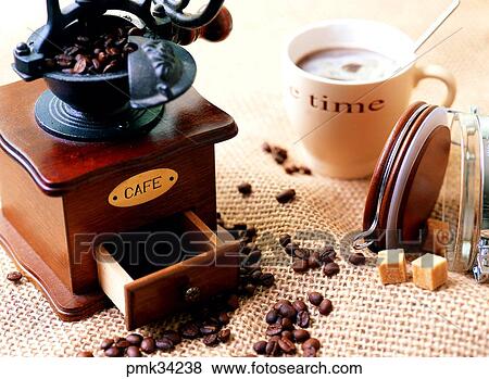 Stock Photo - mill, coffeemill, beans mill, beans, beans, beans, coffee. Fotosearch