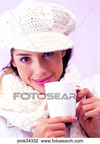 lifestyle, woman, female, cup, teacup, smile, fur hat View Large Photo Image Stock Image - lifestyle, woman, female, cup, teacup, smile, fur hat. Fotosearch