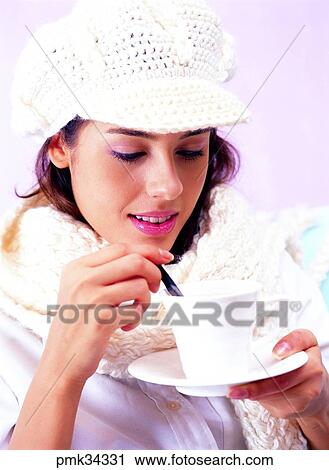 lifestyle, woman, female, fur hat, woolen cap, hat, cap View Large Photo Image Stock Image - lifestyle, woman, female, fur hat, woolen cap, hat, cap. Fotosearch