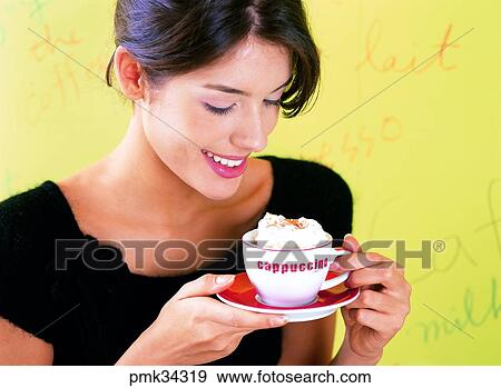 lifestyle, woman, female, Mocha coffee, cream coffee, coffee, cup View Large Photo Image Stock Photo - lifestyle, woman, female, Mocha coffee, cream coffee, coffee, cup. Fotosearch