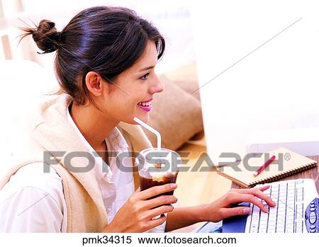 lifestyle, woman, female, takeout coffee, takeout, ice coffee, straw View Large Photo Image Stock Photography - lifestyle, woman, female, takeout coffee, takeout, ice coffee, straw. Fotosearch