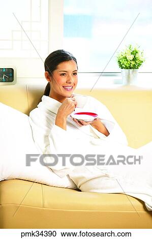 woman, female, gown, bath gown, coffee, cup, teacup View Large Photo Image Stock Image - woman, female, gown, bath gown, coffee, cup, teacup. Fotosearch
