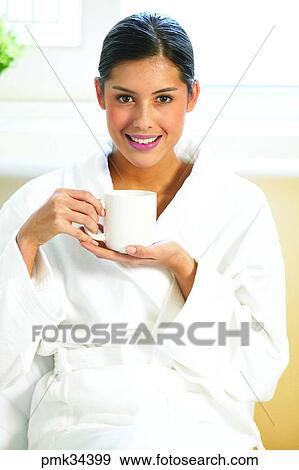 woman, female, gown, bath gown, morning, cup, teacup View Large Photo Image Stock Photo - woman, female, gown, bath gown, morning, cup, teacup. Fotosearch