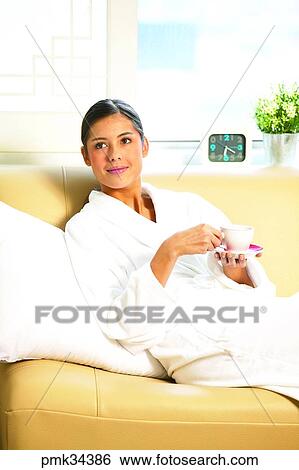 woman, female, gown, bath gown, table clock, cup, teacup View Large Photo Image Stock Photograph - woman, female, gown, bath gown, table clock, cup, teacup. Fotosearch