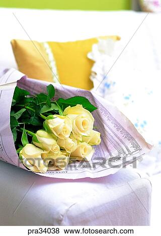 Stock Photo - flower, flowers, many flowers, rose, white rose, flower, bouquet. Fotosearch