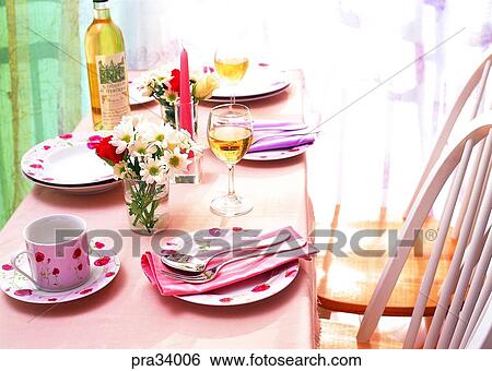 Stock Photograph - kitchen, table, tables, chair, chairs, setting, ready. Fotosearch