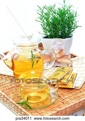Stock Image - tea, herb tea, cup, teacup, tea, kettle, teakettle. Fotosearch
