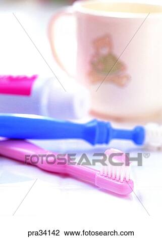 Stock Image - living, life, toothbrush, brush, living supplies, living things, cleaning tooth. Fotosearch