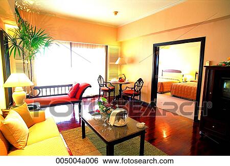 Stock Photograph - interior, living room, sofa, interior, chair, table, hotel. Fotosearch