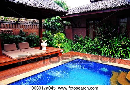 Taiwan, Phuket, resort, pool, traditional house, interior View Large Photo Image Stock Photography - Taiwan, Phuket, resort, pool, traditional house, interior. Fotosearch
