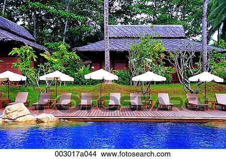 Taiwan, Phuket, resort, traditional house, pool, pool, bed View Large Photo Image Picture - Taiwan, Phuket, resort, traditional house, pool, pool, bed. Fotosearch