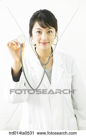 person, medical treatment, medicine, doctor, woman, Korean, stethoscope View Large Photo Image Stock Image - person, medical treatment, medicine, doctor, woman, Korean, stethoscope. Fotosearch