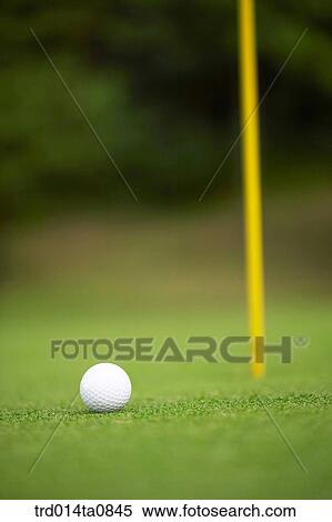 Stock Photography - golf, field, golf ball, lawn grass, lawn, hole, flag. Fotosearch