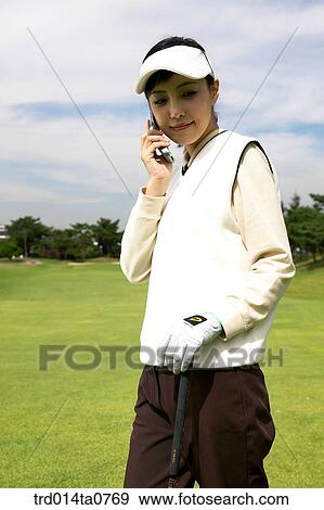 Stock Photo - person, leisure, free time, hobby, golf, field, Korean. Fotosearch