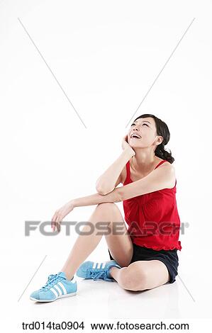 Picture - person, woman, Korean, room, pose, posture, concept. Fotosearch