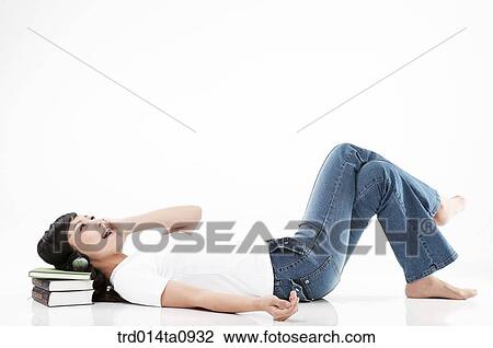Stock Image - person, woman, Korean, room, pose, posture, concept. Fotosearch