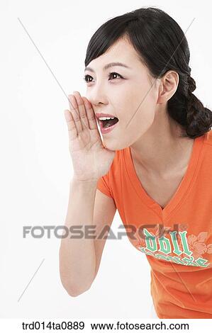 Stock Photo - person, woman, Korean, room, pose, posture, concept. Fotosearch