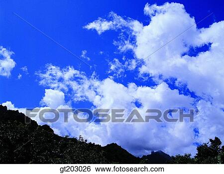 Stock Photograph - cloud, clouds, white cloud, sky, outdoor, exterior, weather. Fotosearch
