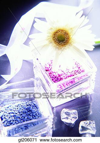 Stock Image - flower, ice, bead, glassware, glass bottle, ribbon, fancy goods. Fotosearch