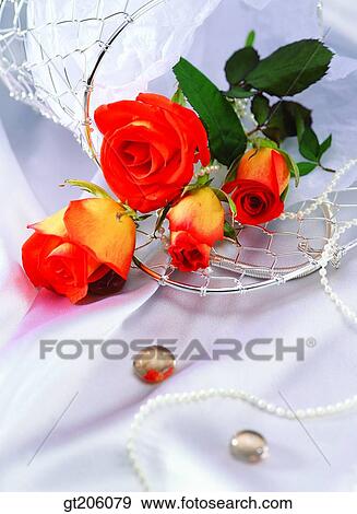 Stock Photo - flower, rose, bead, necklace, gem, jewel, fancy goods. Fotosearch