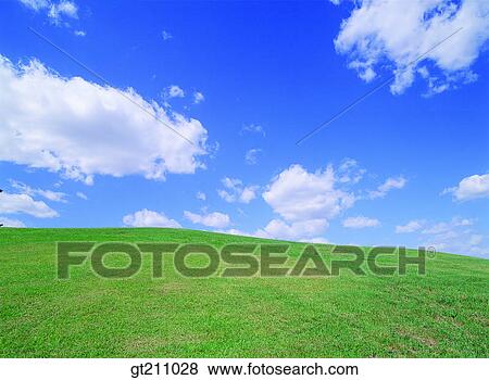 空 雲 雲 牧草地 フィールド 平野 芝生 写真館 イメージ館 Gt Fotosearch