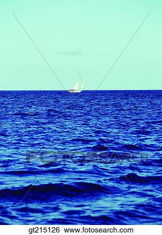Stock Photograph - sea, boat, ship, yacht, sailer, sailing ship, horizon. Fotosearch