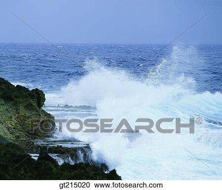 Stock Image - sea, cliff, bluff, wave, waves, rock, outdoor. Fotosearch