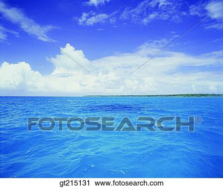 Stock Image - sea, cloud, horizon, horizontal line, sky, isle, island. Fotosearch