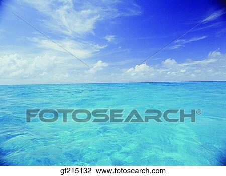 Stock Image - sea, cloud, horizon, horizontal line, sky, outdoor, exterior. Fotosearch